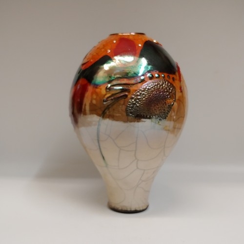 #221183 Raku Vase 3xFired 10.5x6 $42 at Hunter Wolff Gallery